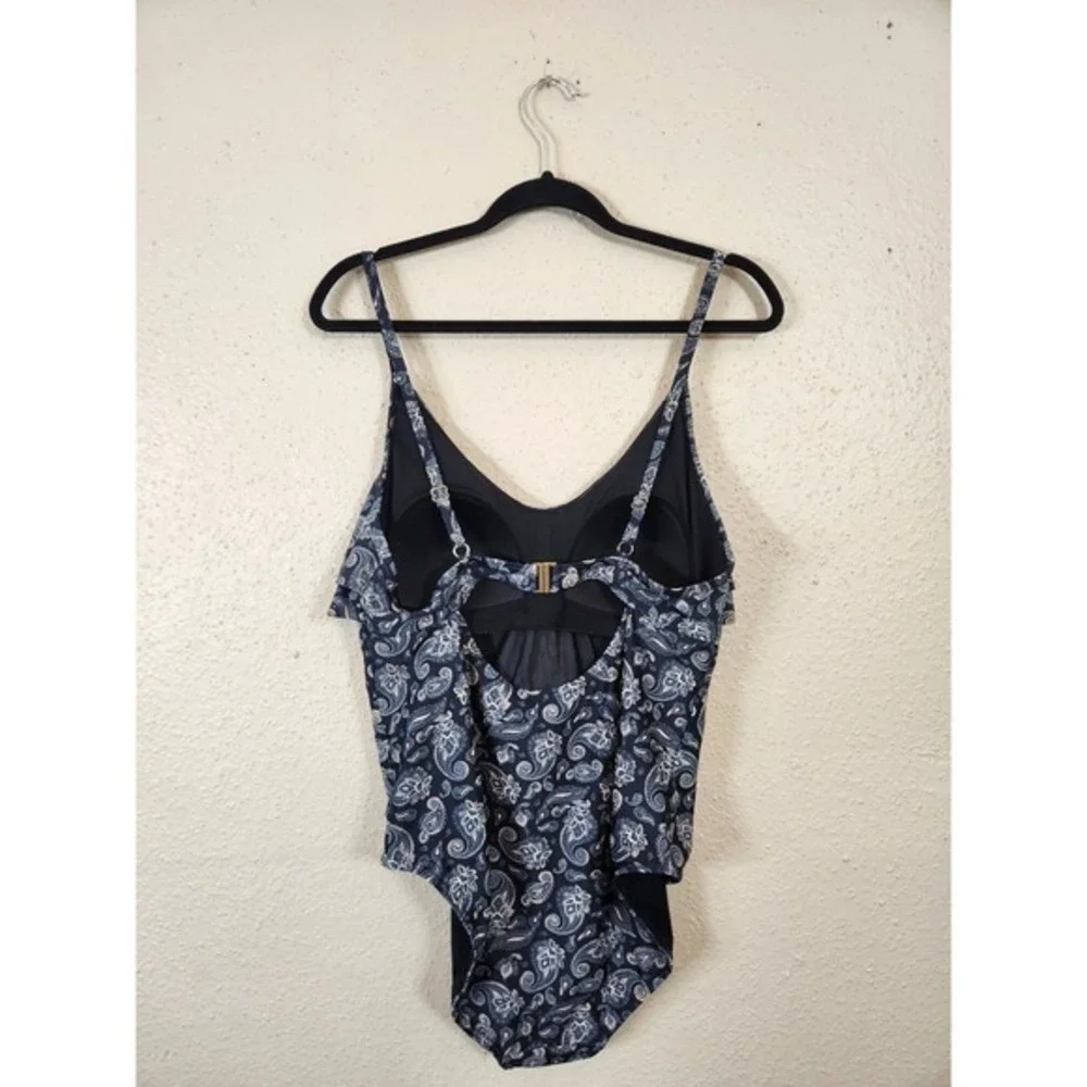 Primark Multicolor Paisley Printed Swimsuit Ruffle One Piece Bathing‎ Suit US 12